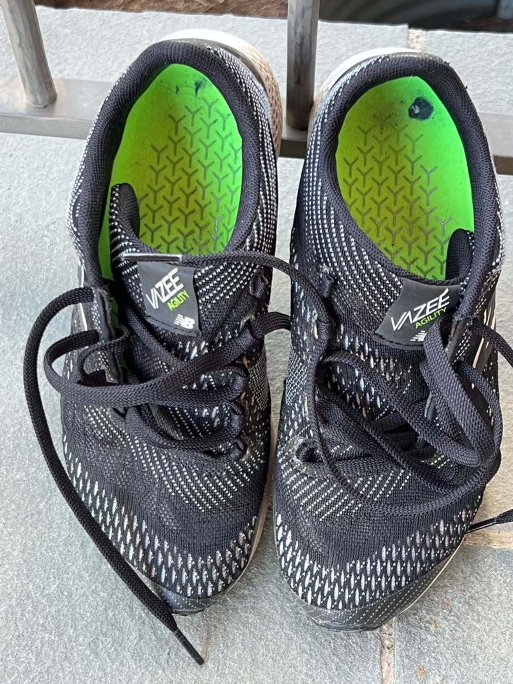 New Balance Black Running Shoes with Bright Green Insole